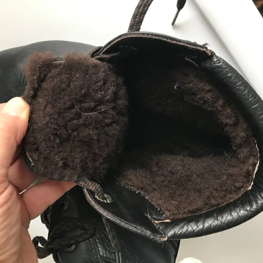 Anfibio De Luca Waterproof Leather Shearling Winter Boots Size 9.5